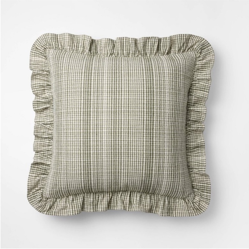 24x24 Uneven Plaid Ruffle Pillow - Threshold designed with Studio McGee